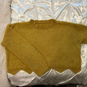 Mustard Yellow Women's Cropped Sweater